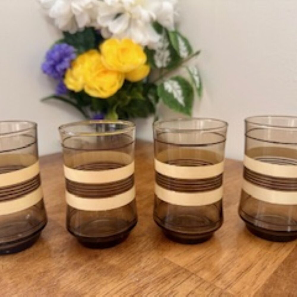 Vintage Libbey Bolero Smoke Brown Juice Glasses – Set of‎ 4 – Mid-Century Modern